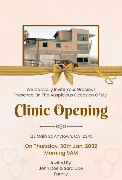 Elegant Modern Medical Clinic Grand Opening Invitation Template