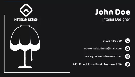 Elegant Monochrome Interior Design Professional Business Card Template