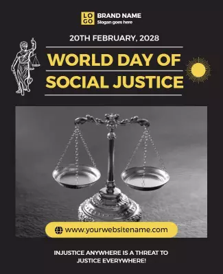 Elegant Monochrome Justice Awareness Event Poster Template