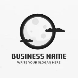 Elegant Monochrome Moon Design with Atmospheric Clouds Logo Template