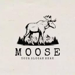 Elegant Moose Design Surrounded by Majestic Mountains Logo Template