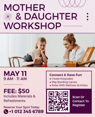 Elegant Mother Daughter Workshop Event Flyer Template