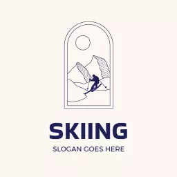Elegant Mountain Scene Highlighting Skiing Adventure Logo Template