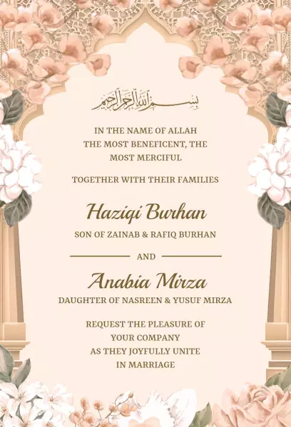 Elegant Muslim Wedding Celebration Invitation Template