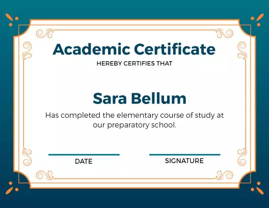 Elegant Navy Academic Achievement Certificate Template