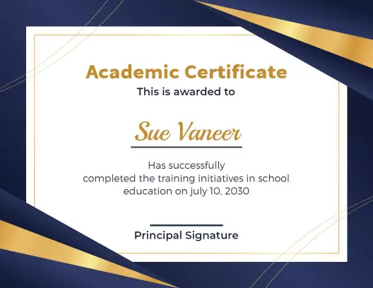 Elegant Navy and Gold Academic Achievement Certificate Template
