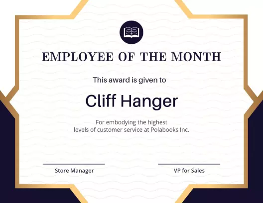 Elegant Navy and Gold Employee of the Month Certificate Template
