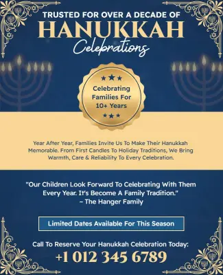 Elegant Navy and Gold Hanukkah Celebration Flyer Template
