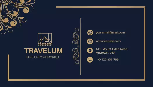 Elegant Navy Gold Travel Agency Business Card Template