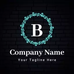Elegant Neon Decorative Frame Featuring Initials Logo Template