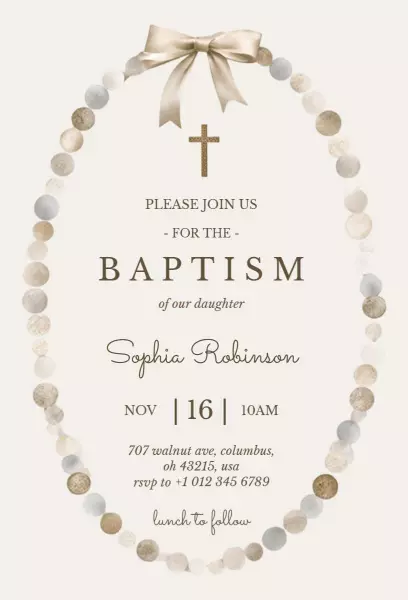 Elegant Neutral Baptism Celebration Invitation Template