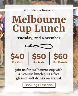 Elegant Neutral Melbourne Cup Lunch Event Poster Template