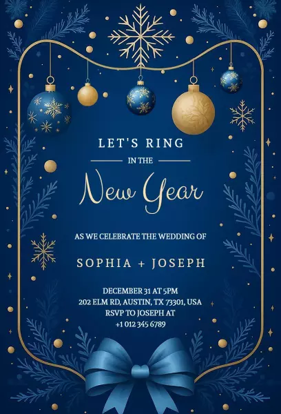 Elegant New Year Wedding Celebration Invitation Template
