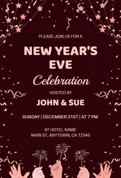 Elegant New Year’s Eve Celebration Party Invitation Template