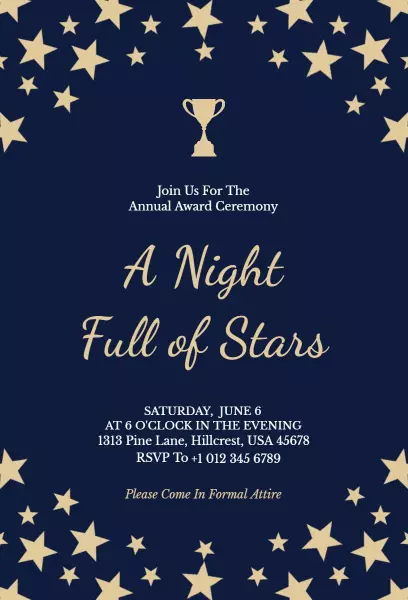 Elegant Night Full of Stars Awards Ceremony Invitation Template