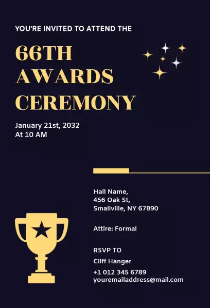 Elegant Night Sky 66th Awards Ceremony Invitation Template