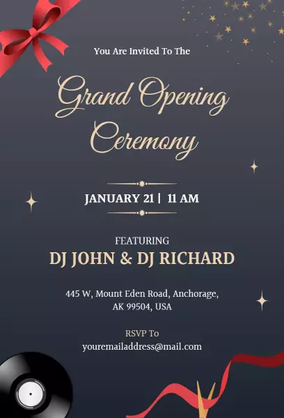 Elegant Nighttime Grand Opening Ceremony Invitation Template