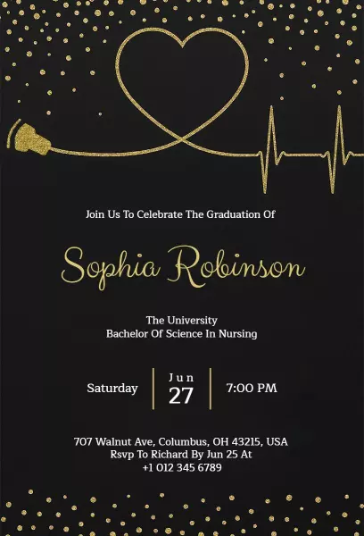 Elegant Nursing Graduation Ceremony Celebration Invitation Template