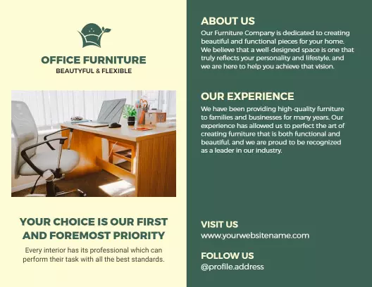 Elegant Office Furniture Solutions for Home and Business Brochure Template