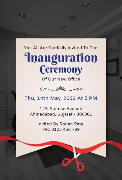 Elegant Office Inauguration Ceremony Grand Opening Invitation Template