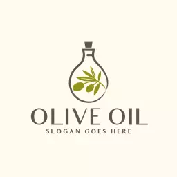 Elegant Olive Oil Bottle Design with Fresh Green Leaves Logo Template