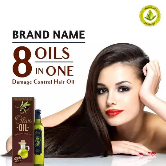 Elegant Olive Oil Hair Treatment for Damage Control Ad Template
