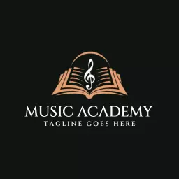 Elegant Open Book with Musical Notes for Music Academy Logo Template