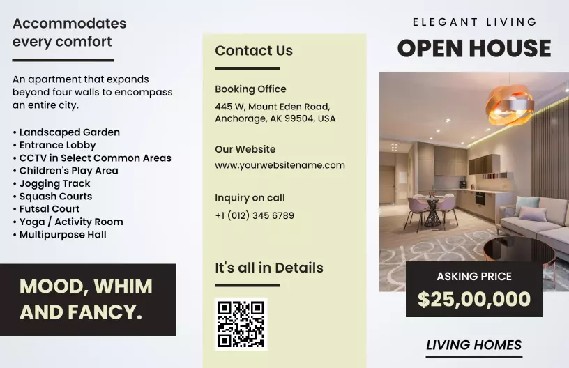 Elegant Open House Luxury Living Apartment Brochure Template