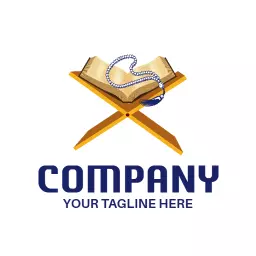 Elegant Open Quran on Stand Representing Religious Study Logo Template