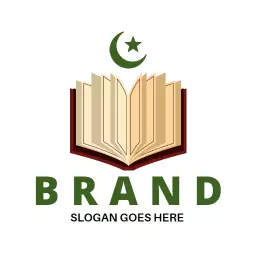 Elegant Open Quran with Star and Crescent Symbol Logo Template