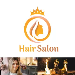 Elegant Orange and Gold Hair Salon Crown Design Logo Template