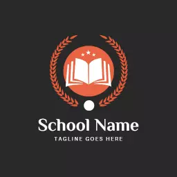 Elegant Orange Book and Laurel Design for School Logo Template