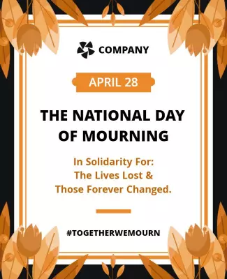 Elegant Orange Floral National Day of Mourning Poster Template
