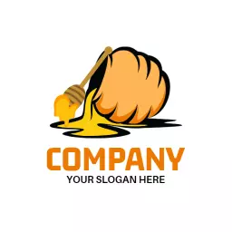 Elegant Orange Honey Dripping from a Bee Hive Logo Template