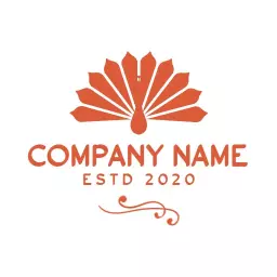 Elegant Orange Peacock Design Representing Nature's Beauty Logo Template