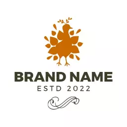 Elegant Orange Peacock Design Representing Unique Branding Logo Template