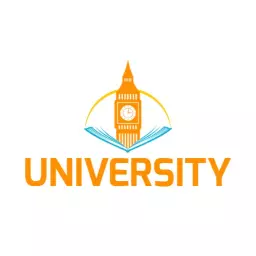 Elegant Orange University Design Featuring Iconic Clock Logo Template