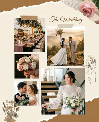 Elegant Outdoor Wedding Ceremony Photo Collage Poster Template