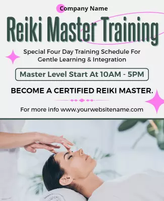 Elegant Pastel Reiki Master Training Certification Flyer Template
