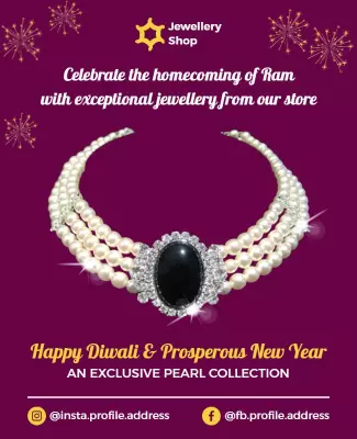 Elegant Pearl Jewelry Collection for Diwali Celebration Poster Template