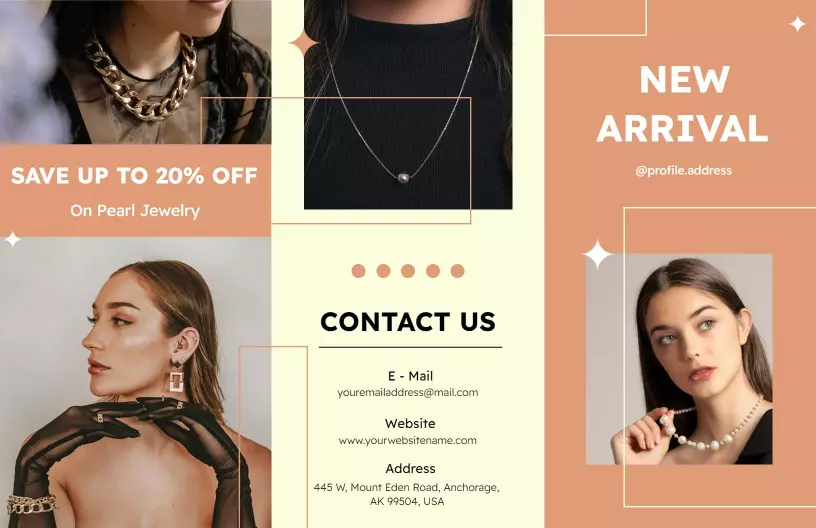 Elegant Pearl Jewelry Collection Promotional Brochure Template