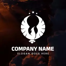 Elegant Phoenix Rising from Dark Clouds Logo Template