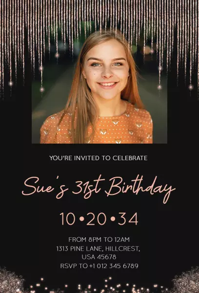 Elegant Photo Birthday Celebration Invitation Template