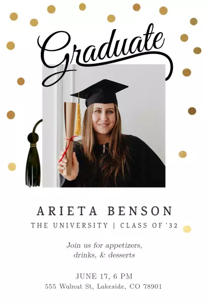 Elegant Photo Graduation Celebration Class of 2023 Invitation Template