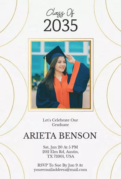 Elegant Photo Graduation Celebration Class of 2035 Invitation Template