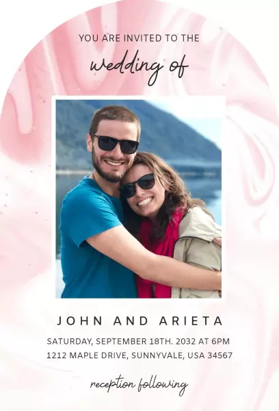 Elegant Photo Marble Wedding Celebration Invitation Template