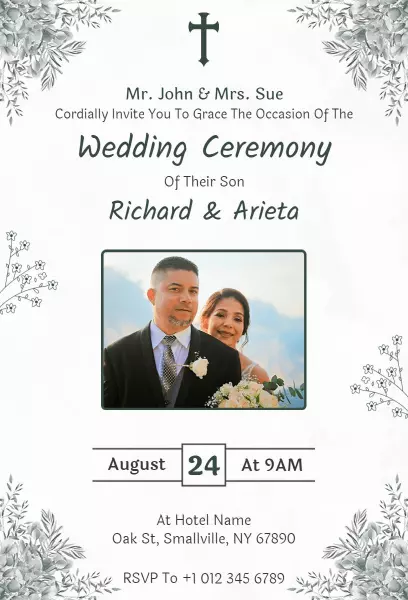 Elegant Photo Wedding Ceremony Celebration Invitation Template