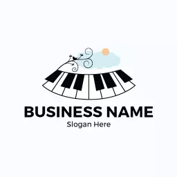 Elegant Piano Design with Nature Elements and Artistic Flair Logo Template