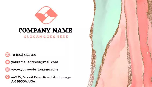 Elegant Pink and Aqua Resin Art Business Card Template
