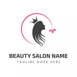 Elegant Pink and Black Silhouette for Beauty Salon Logo Template
